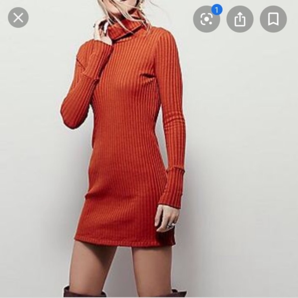 FREE PEOPLE beach bonfire ribbed turtleneck dress